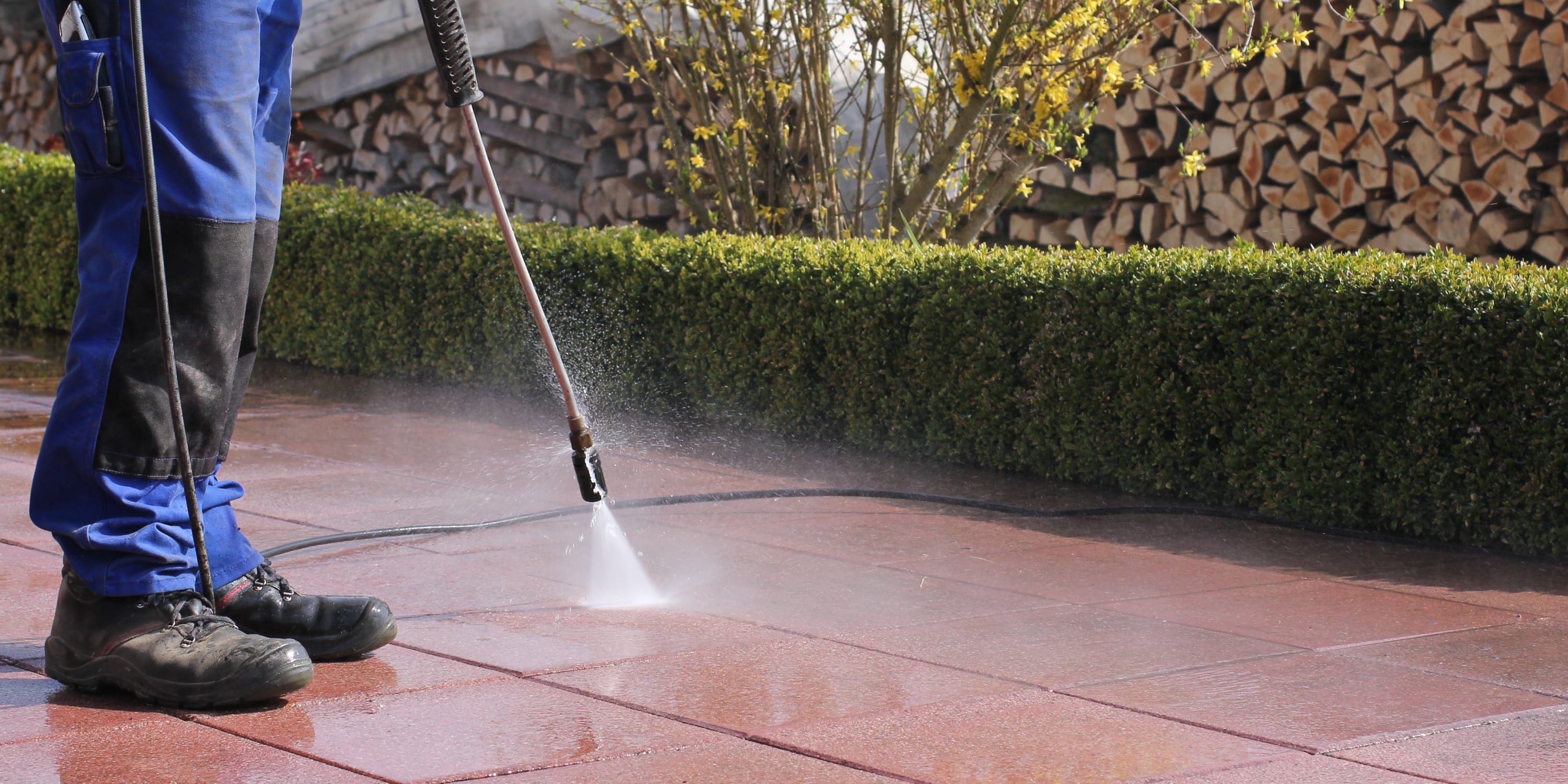 terras reinigen met hogedrukreiniger